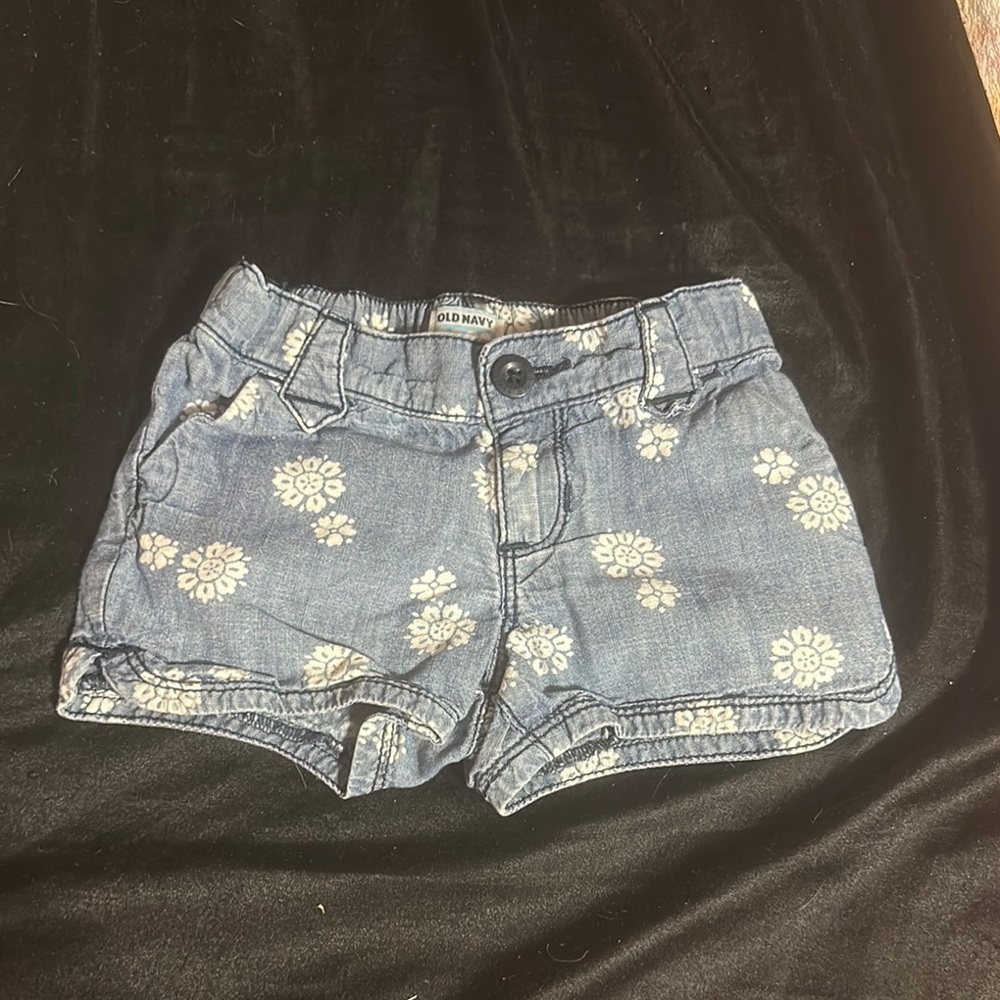 Old Navy Blue Jean Shorts with Distressed Floral Design